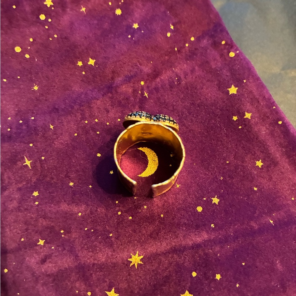 Black Rhinestone Heart Adjustable Ring - image 5